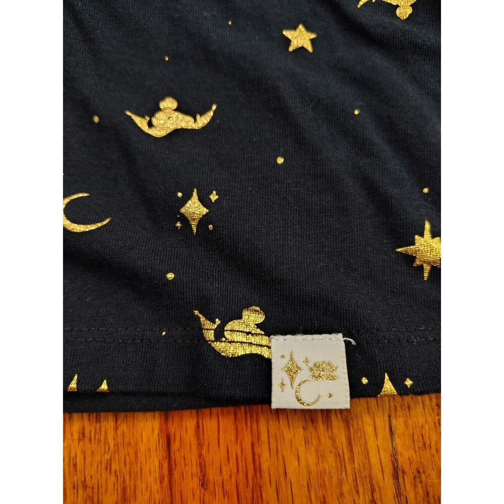 Disney Aladdin Magic Carpet Sz 2X flutter sleeves graphic tee Blouse Black Gold - Picture 4 of 7